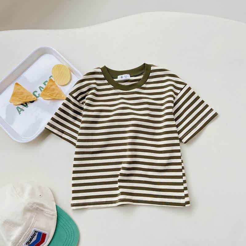 Toddler Striped Crew Neck Summer T-Shirt - Green - 10-11T - image 4
