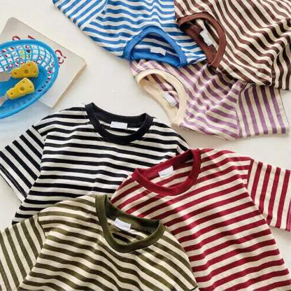 Toddler Striped Crew Neck Summer T-Shirt - image 1