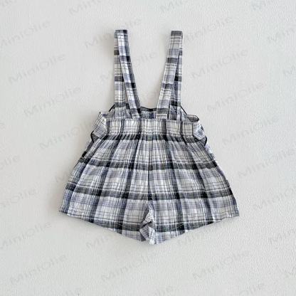Toddler Boys Vintage Plaid Overalls - Grey - 4-5T - image 3