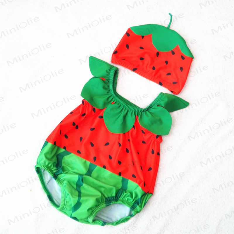 Baby Toddler Fruit Theme One Piece Swimwear Set - Red Watermelon - 4-5T - image 3