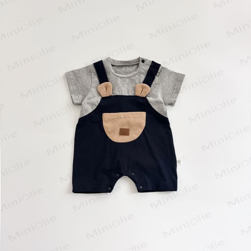 Baby Boys Bear Pocket Romper - Gray - 18-24M - image 3