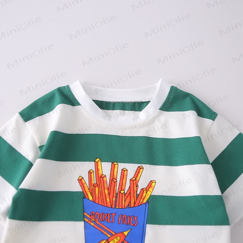 Toddler Boys Stripe Fries Print Tee and Shorts 2-Piece Set - image 5