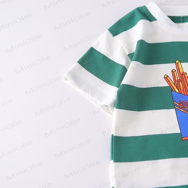 Toddler Boys Stripe Fries Print Tee and Shorts 2-Piece Set - image 7