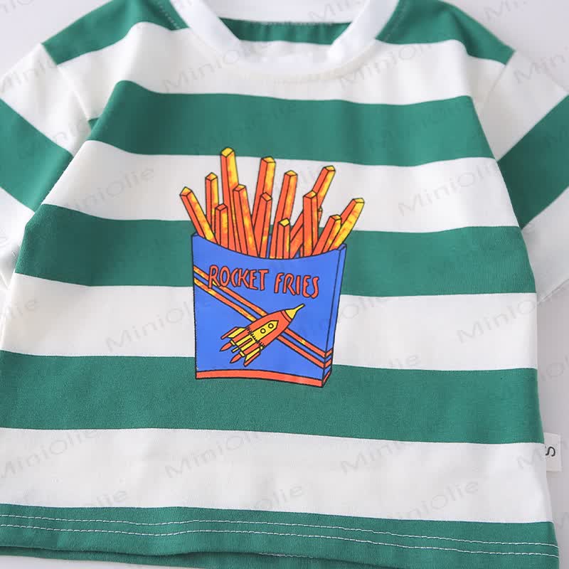 Toddler Boys Stripe Fries Print Tee and Shorts 2-Piece Set - image 6