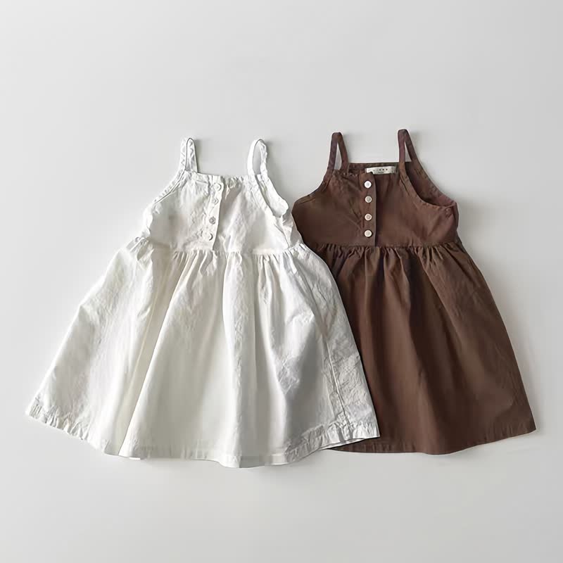 Toddler Baby Girl Solid Color Camisole Dress - image 1