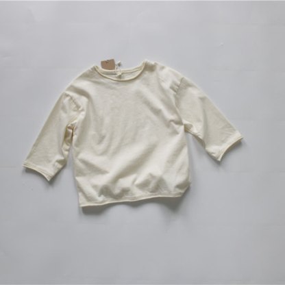 Toddler Baby Solid Color Crew Neck Long Sleeve Tee - Beige - 6-7T - image 2