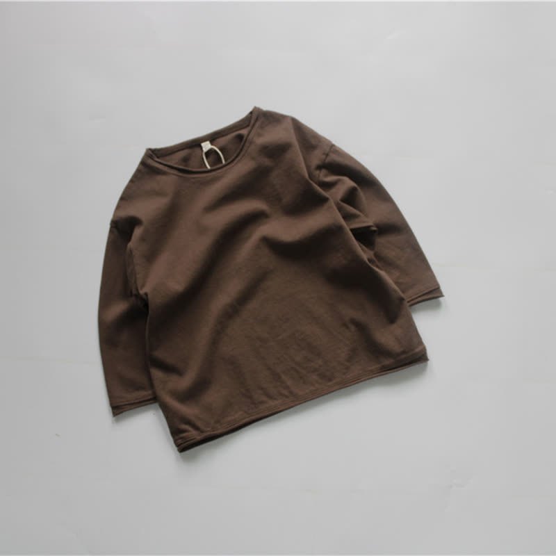Toddler Baby Solid Color Crew Neck Long Sleeve Tee - Brown - 6-7T - image 3