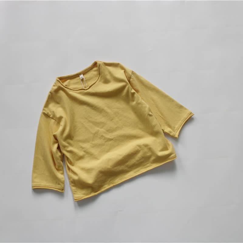 Toddler Baby Solid Color Crew Neck Long Sleeve Tee - Yellow - 6-7T - image 4