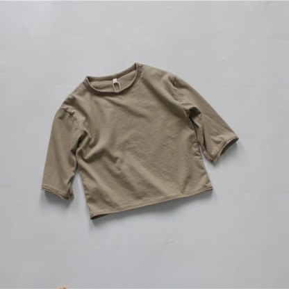 Toddler Baby Solid Color Crew Neck Long Sleeve Tee - Mocha - 6-7T - image 5