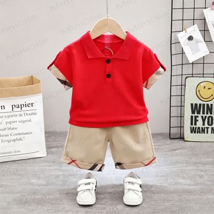 Toddler Boys Bear Polo Tee and Shorts 2-Piece Set - Red - 4-5T - image 2