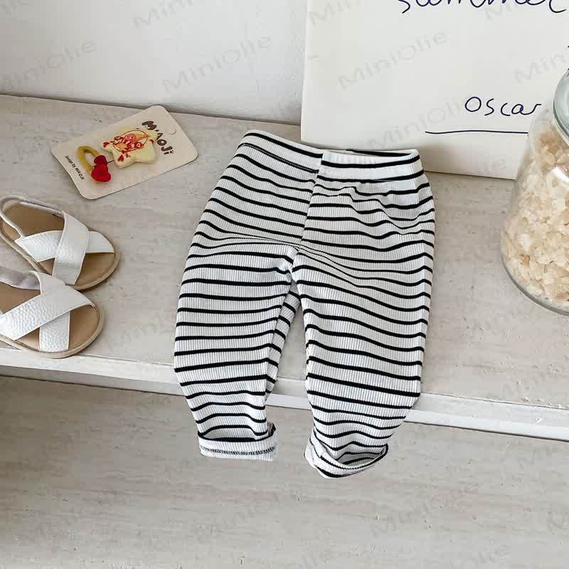 Baby Girls Ribbed Stripe Leggings - Black - 18-24M - image 2