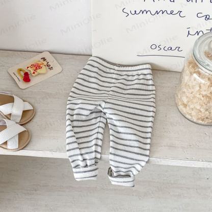 Baby Girls Ribbed Stripe Leggings - Grey - 18-24M - image 4