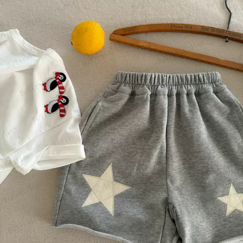 Toddler Star Patch Striped Shorts - Grey - 6-7T - image 3
