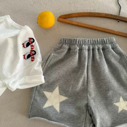 Toddler Star Patch Striped Shorts - Grey - 6-7T - image 3