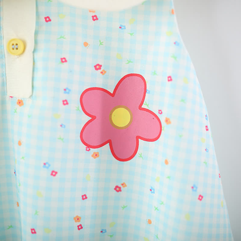 Baby Girl Cat Blue Plaid Floral Sleeveless Dress - image 5