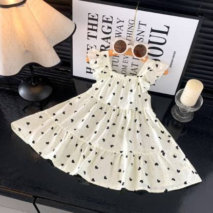 Toddler Girl Ruffle Flutter Sleeve Dress - White Heart - 10-11T - image 2