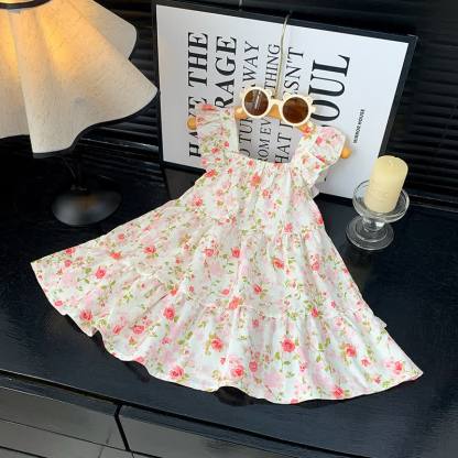 Toddler Girl Ruffle Flutter Sleeve Dress - White Rose - 10-11T - image 18