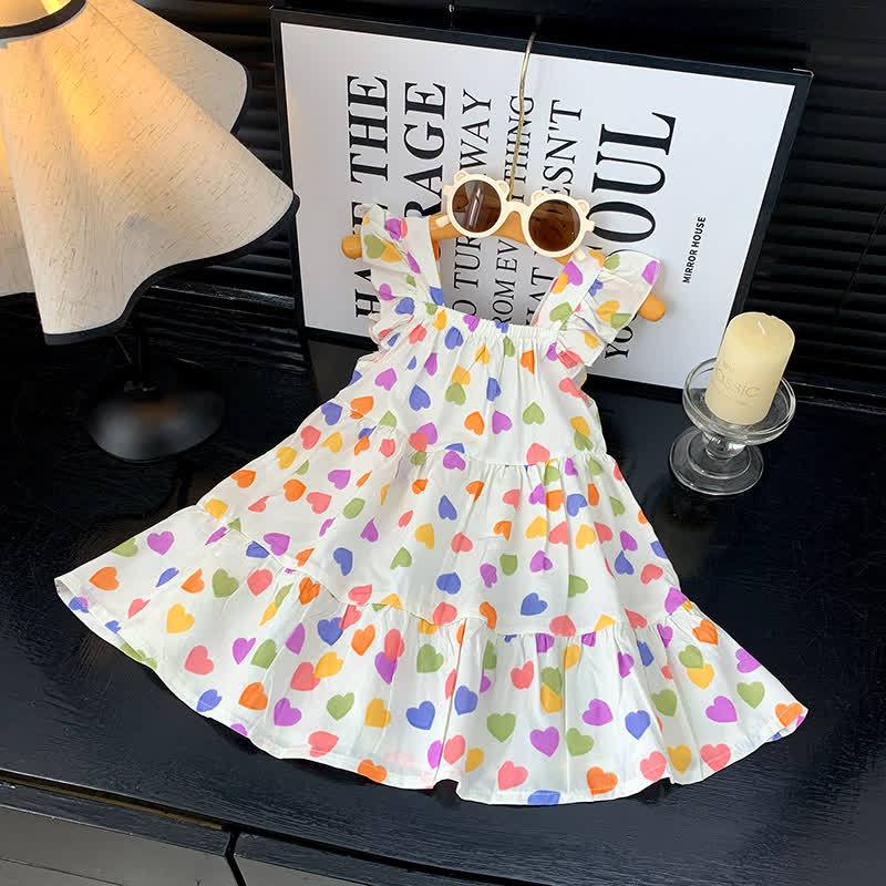 Toddler Girl Ruffle Flutter Sleeve Dress - Colorful Heart - 10-11T - image 23
