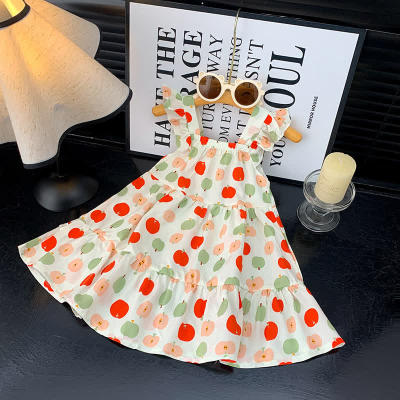 Toddler Girl Ruffle Flutter Sleeve Dress - Beige Apple - 10-11T - image 24