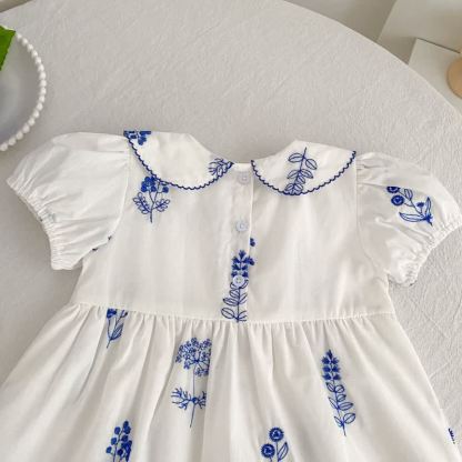 Toddler Girl White Floral Peter Pan Collar Dress - image 5