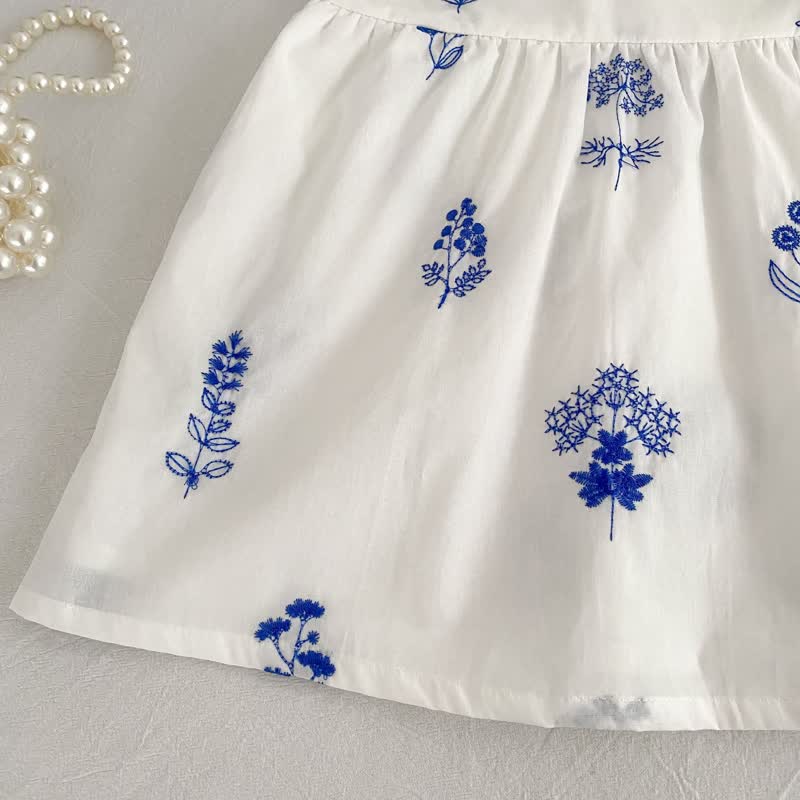 Toddler Girl White Floral Peter Pan Collar Dress - image 7