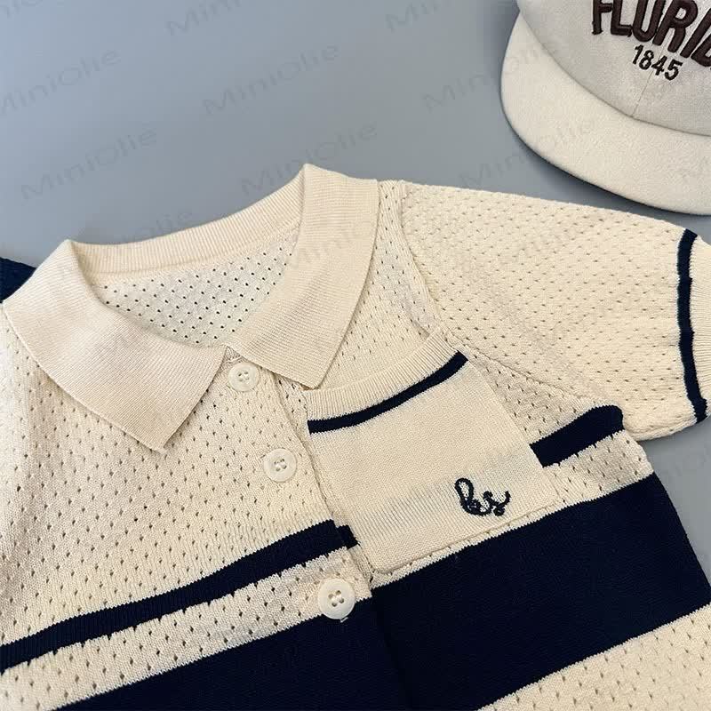 Toddler Boys Open Knit Polo Shirt or Solid Color Shorts - image 6