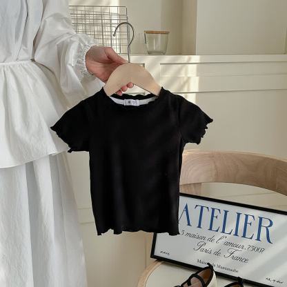 Toddler Girl Solid Color Ribbed T-Shirt - Black - 8-9T - image 4