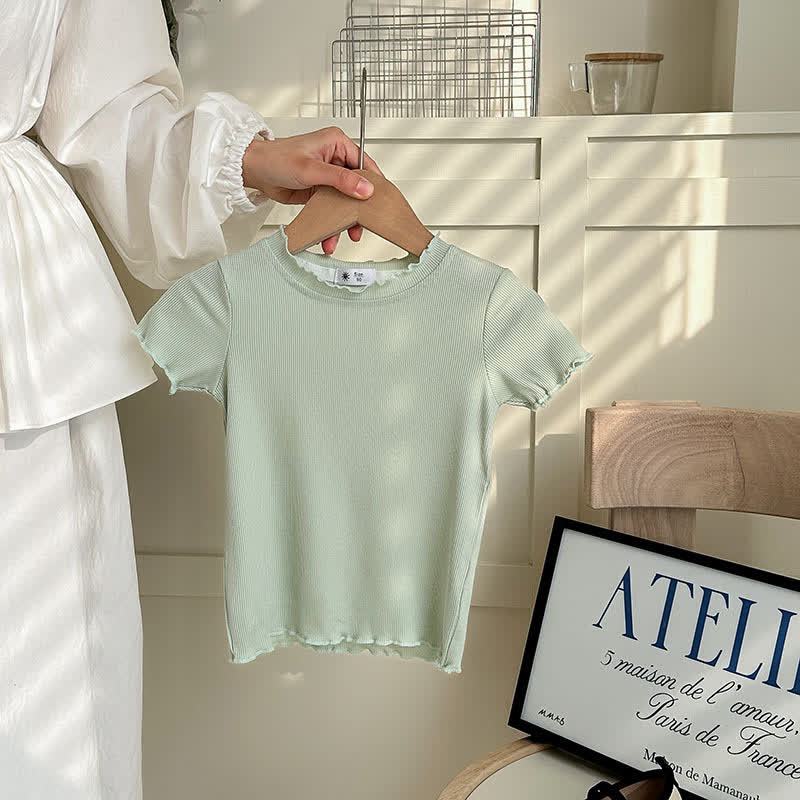 Toddler Girl Solid Color Ribbed T-Shirt - Green - 8-9T - image 5