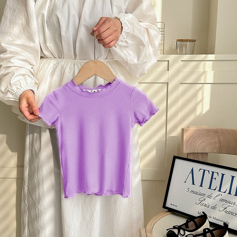 Toddler Girl Solid Color Ribbed T-Shirt - Bright Purple - 8-9T - image 8