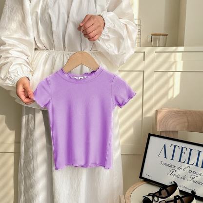 Toddler Girl Solid Color Ribbed T-Shirt - Bright Purple - 8-9T - image 8