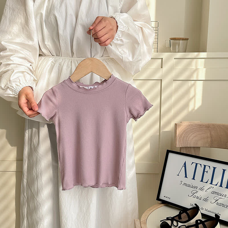 Toddler Girl Solid Color Ribbed T-Shirt - Purple - 8-9T - image 9