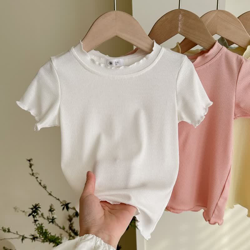 Toddler Girl Solid Color Ribbed T-Shirt - image 10