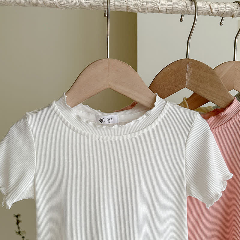 Toddler Girl Solid Color Ribbed T-Shirt - image 11