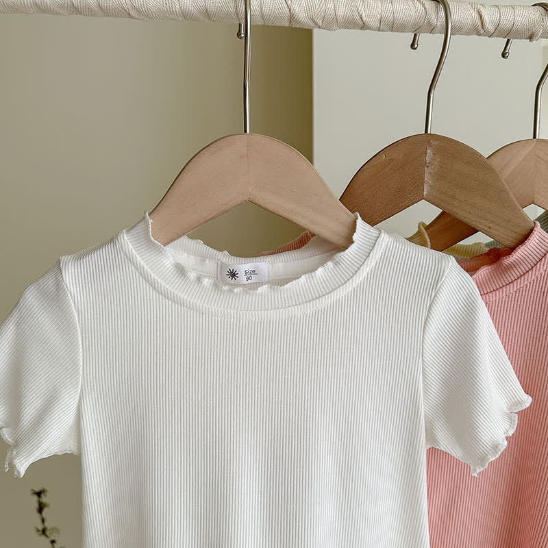 Toddler Girl Solid Color Ribbed T-Shirt - image 11