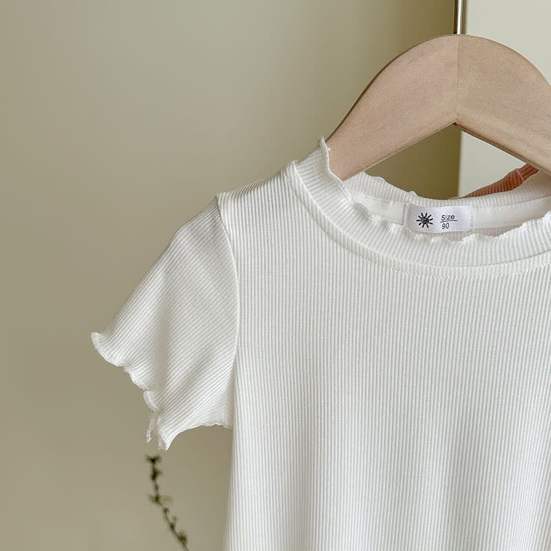 Toddler Girl Solid Color Ribbed T-Shirt - image 12