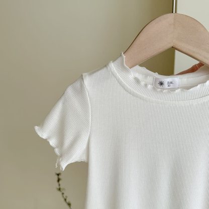 Toddler Girl Solid Color Ribbed T-Shirt - image 12
