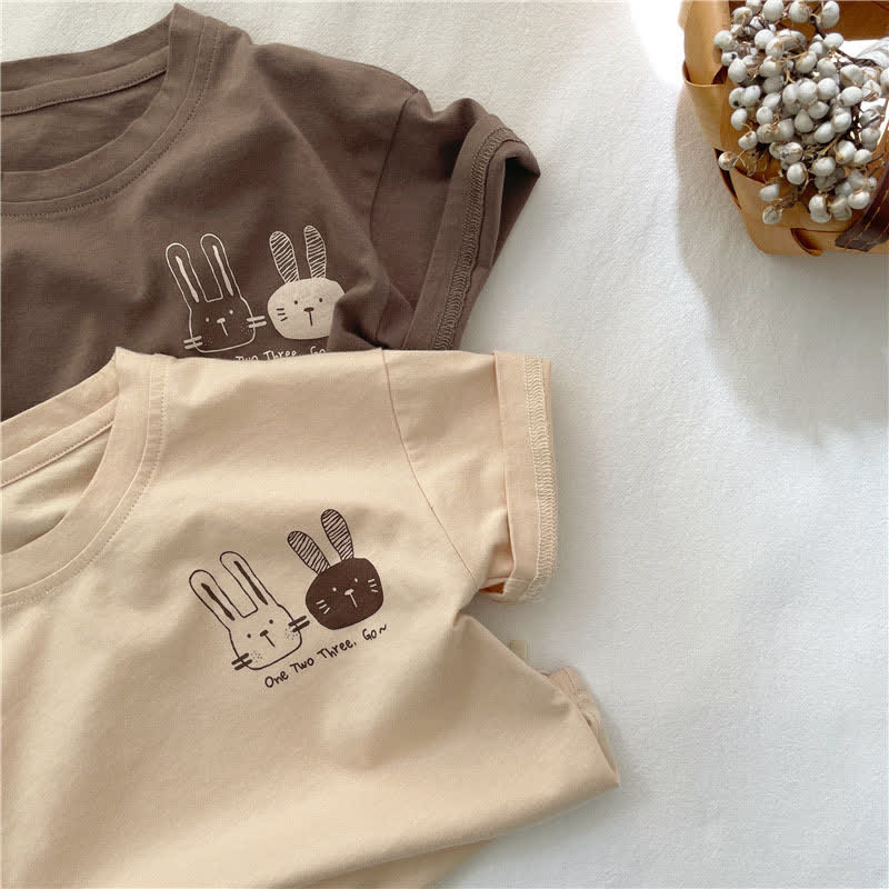 ONE TWO THREE. GO~Toddler Bunny Print Crew Neck T-Shirt - image 6