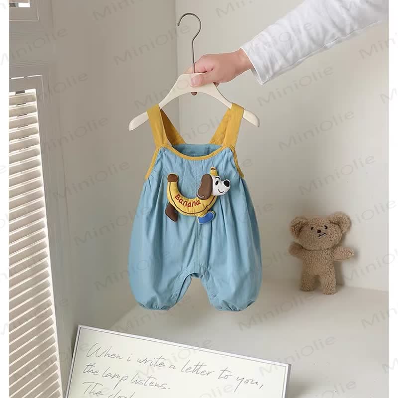 Baby Banana Puppy Collection Overalls and Striped Tee 2-Piece Set - image 3