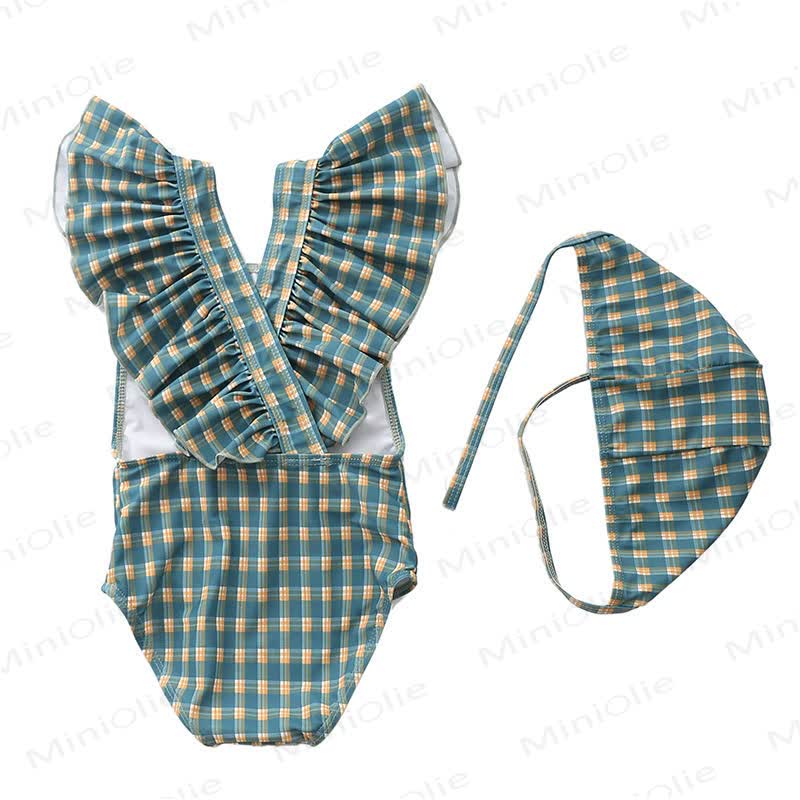 Toddler Girls Striped Plaid Fruit Print Polka Dot Swimwear - Green - 4-5T - image 8
