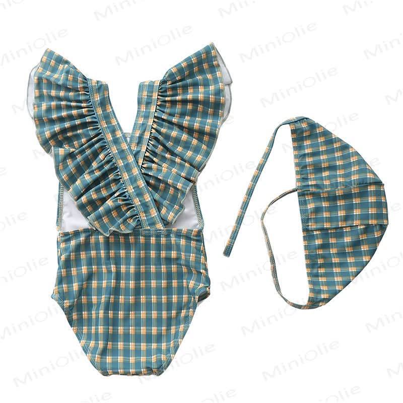 Toddler Girls Striped Plaid Fruit Print Polka Dot Swimwear - Green - 4-5T - image 8