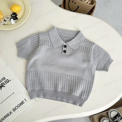 Toddler Boys Cooling Knit Polo Shirt and Pants 2-Piece Set - Grey Shirt - 4-5T - image 2