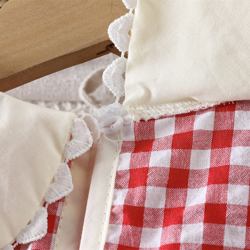Baby Girl Red Gingham Peter Pan Collar Sleeveless Dress - image 6