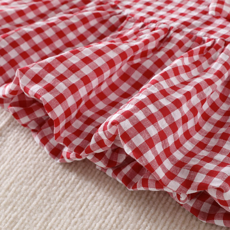 Baby Girl Red Gingham Peter Pan Collar Sleeveless Dress - image 7