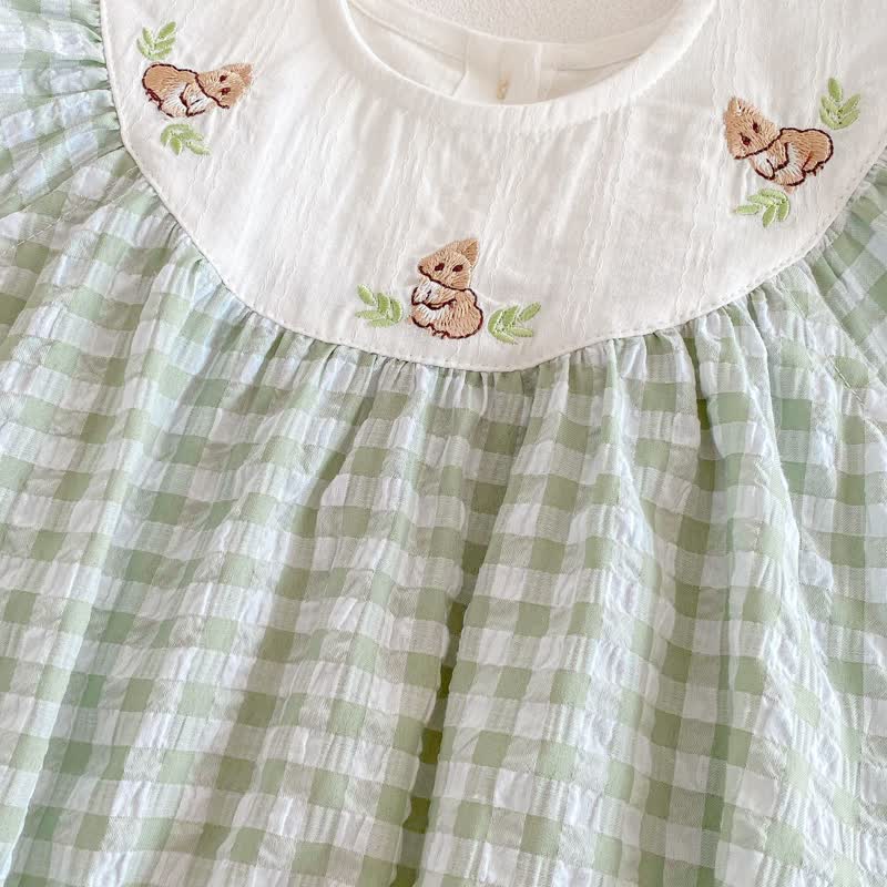 Baby Toddler Girl Green Bunny Gingham Sleeveless Bodysuit/Dress - image 11