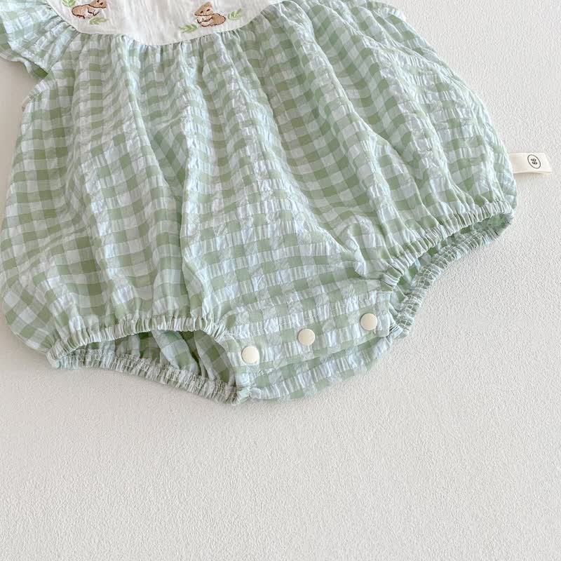 Baby Toddler Girl Green Bunny Gingham Sleeveless Bodysuit/Dress - image 8