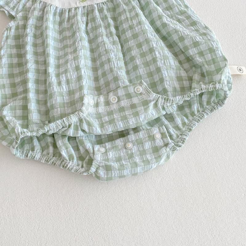Baby Toddler Girl Green Bunny Gingham Sleeveless Bodysuit/Dress - image 9