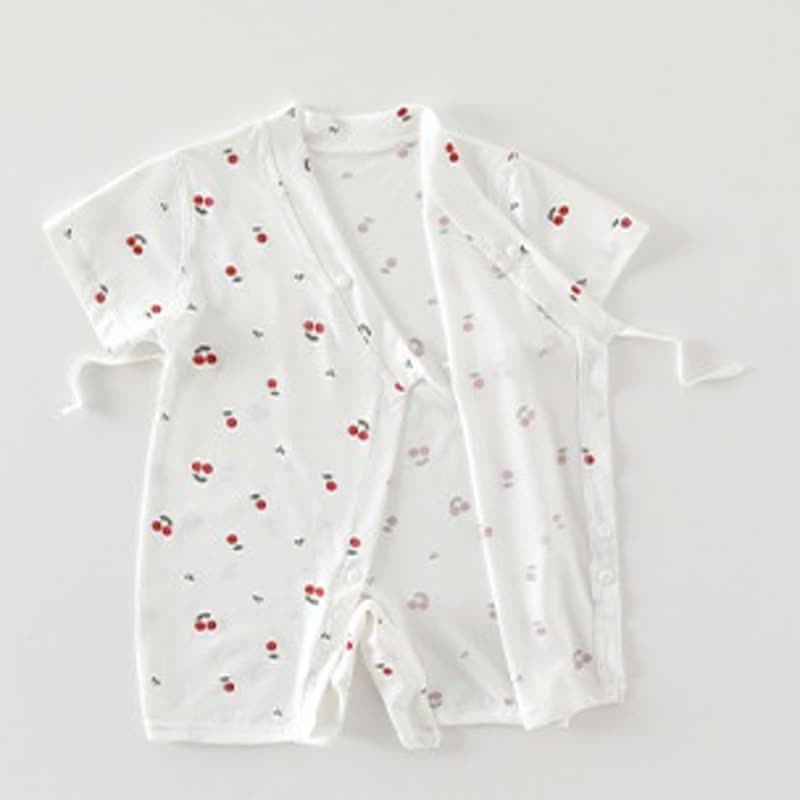 Baby White Print Short Sleeve Pajamas Romper - image 6