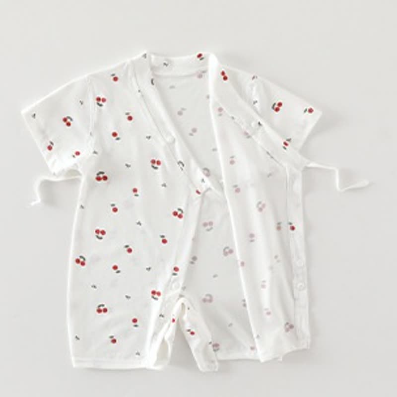 Baby White Print Short Sleeve Pajamas Romper - image 6