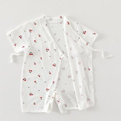 Baby White Print Short Sleeve Pajamas Romper - image 6