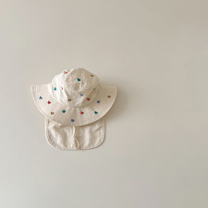 Baby Heart/Animal Sun Protection Hat - Beige Heart - 2-6T - image 5
